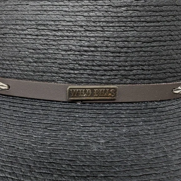 Wild Bill's 20X Straw Cowboy Hat Size 7 3/8 Black Palm Straw Western Wear - Picture 10 of 11